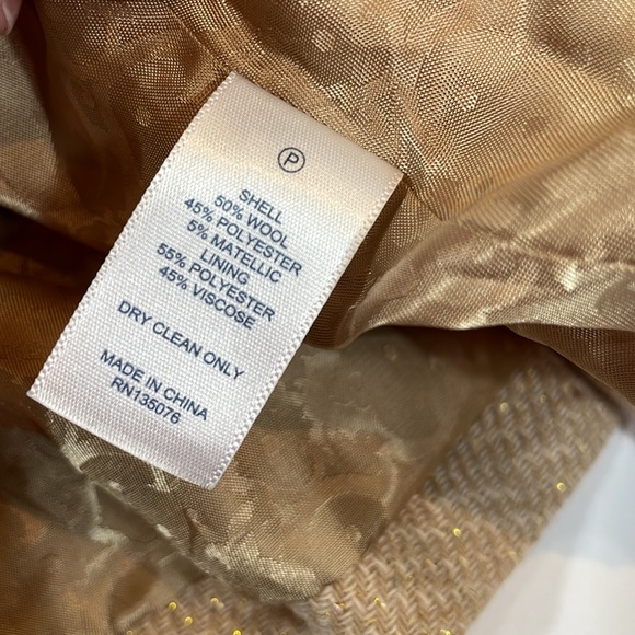 C. Wonder Wool Tweed Blazer Size 4 Tan With Hold Metallic Throughout EUC - Picture 10 of 10